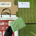 GUCCI MARMONT QUILTED WALLET 11 IN LIGHT GREEN LAMBSKIN