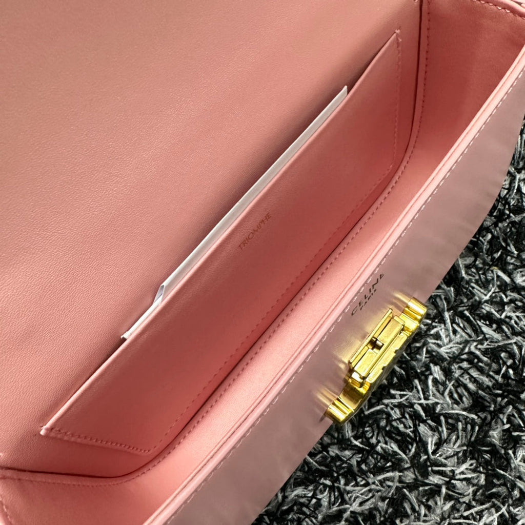 CELINE TRIPHOME 20 PINK PASTEL COWHIDE LEATHER CHAIN STRAP BAG