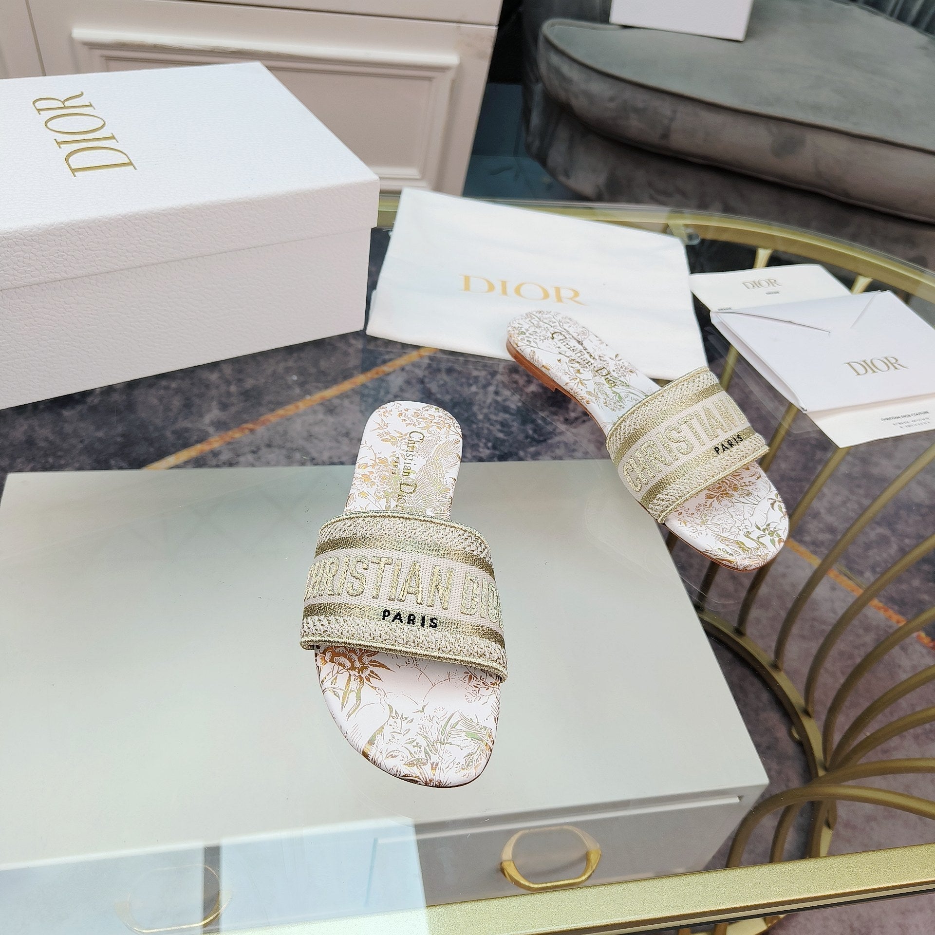 DIOR CD Mule Dway Slide 10mm Multi-motifs Style 7