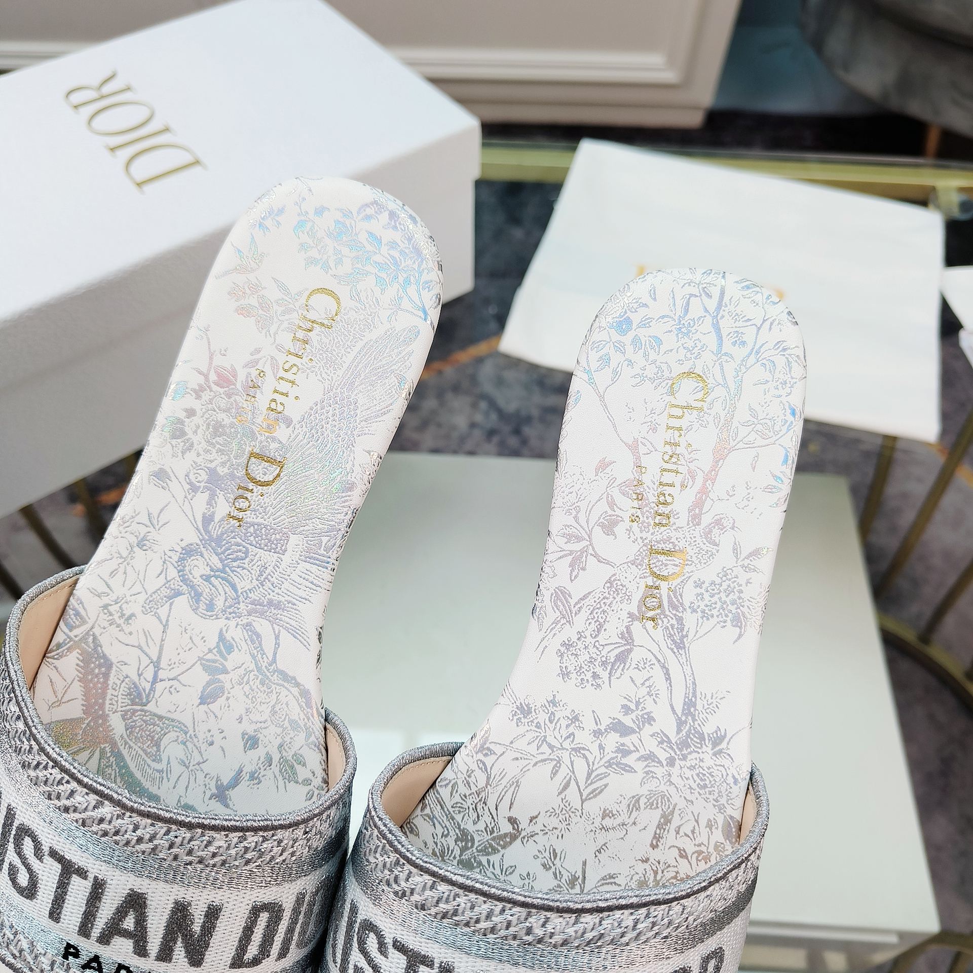 DIOR CD Mule Dway Slide 10mm Multi-motifs Style 6