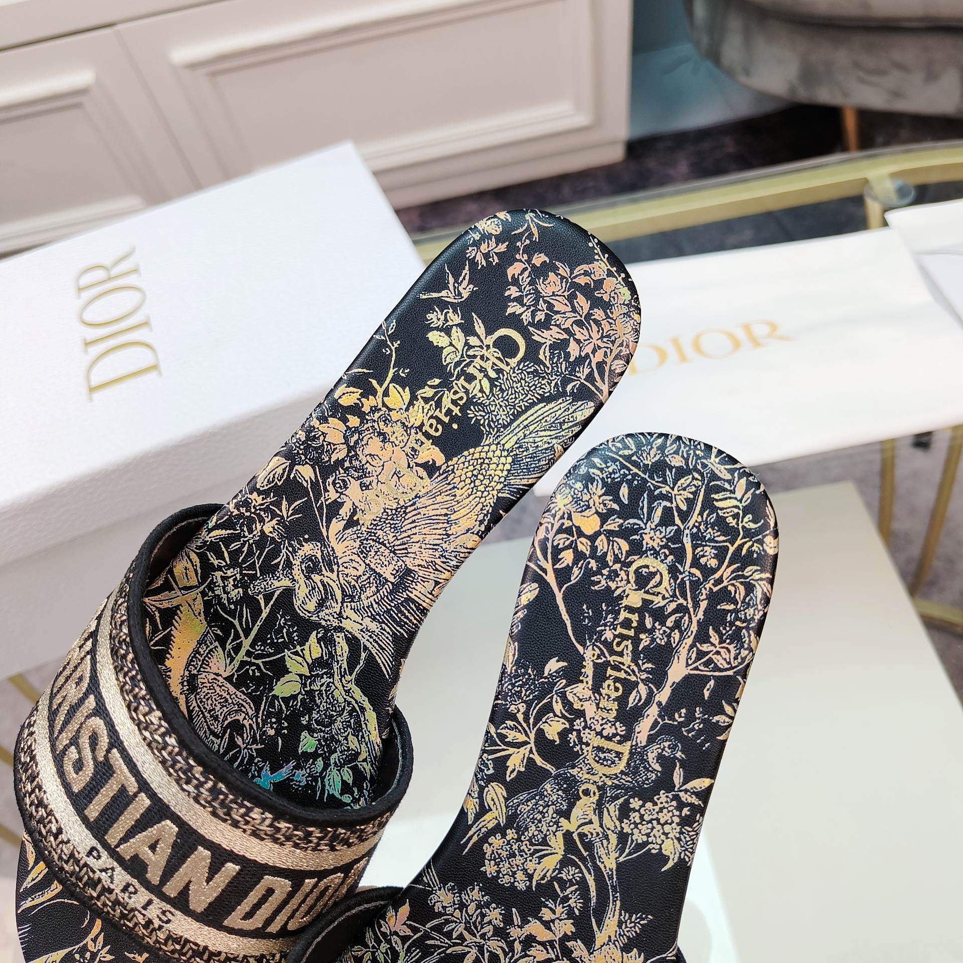 DIOR CD Mule Dway Slide 10mm Multi-motifs Style 5