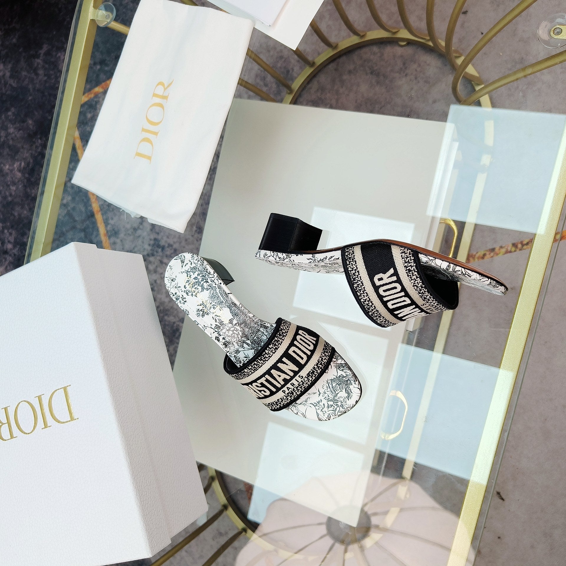 DIOR CD Mule Dway Heeled Slide 45mm Style 13