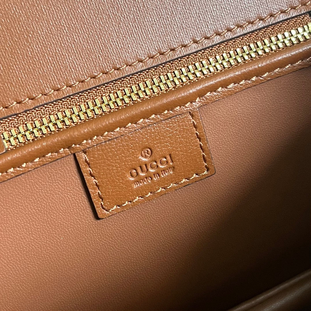 GUCCI BLONDIE 23 TOP-HANDLE BAG CINNAMON BROWN CALFSKIN
