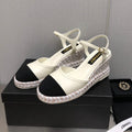 CHANEL MARY JANE WEDGE WHITE LAMBSKIN