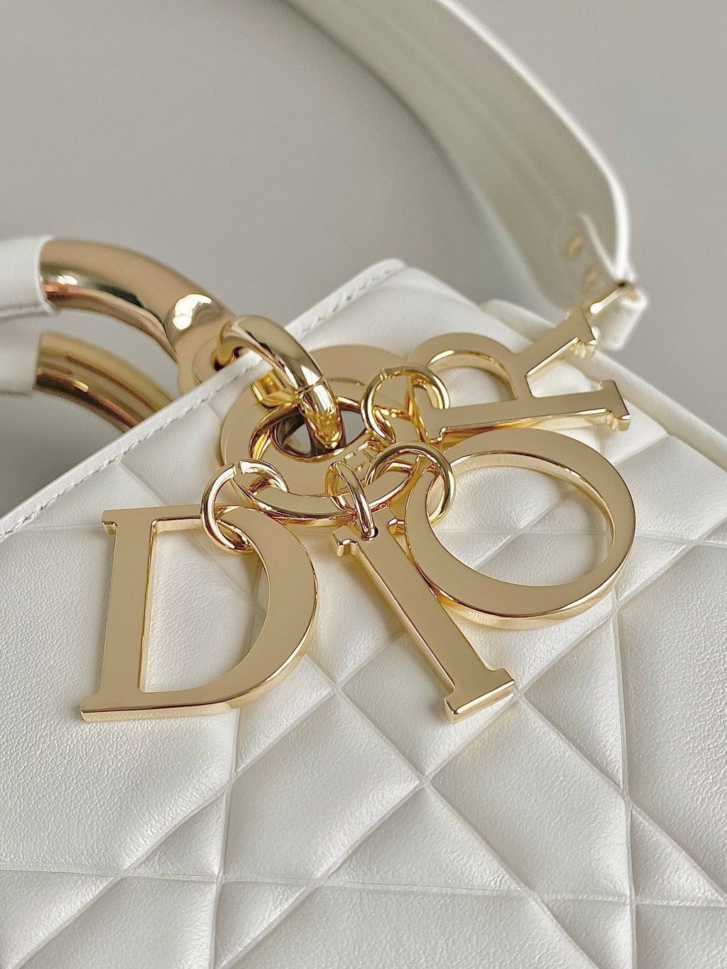 DIOR MINI LADY 19 IN WHITE LAMBSKIN