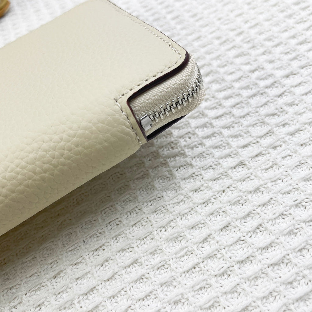 HERMES SILK'IN CLASSIC WALLET 20 WHITE GRAINED CALFSKIN