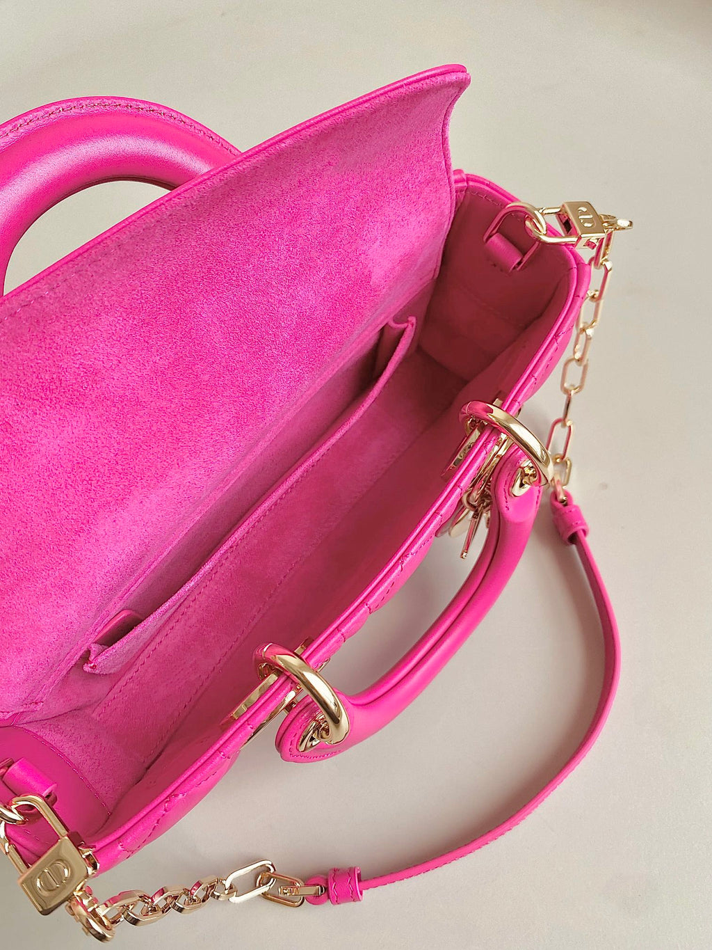 DIOR D-JOY BAG 22 IN HOT PINK LAMBSKIN