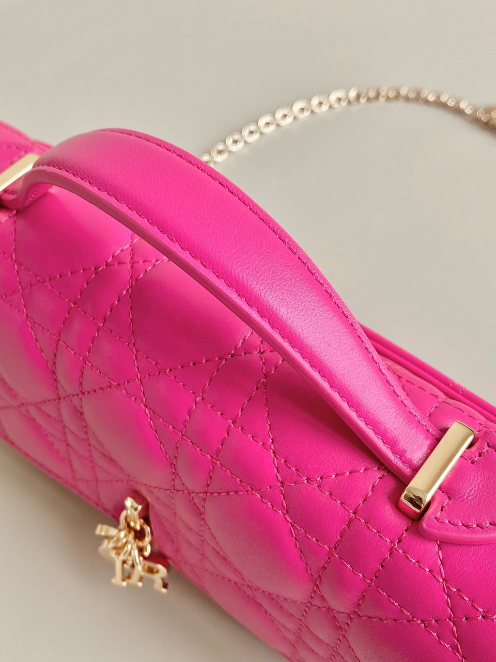 DIOR MICRO LADY 12 BAG IN HOT PINK LAMBSKIN