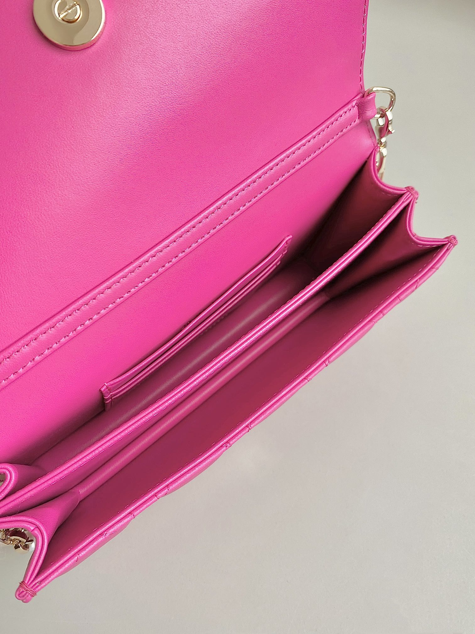 DIOR MICRO LADY 12 BAG IN HOT PINK LAMBSKIN