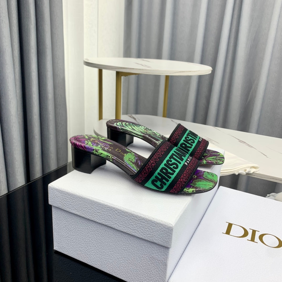 DIOR CD Mule Dway Heeled Slide 45mm Style 77