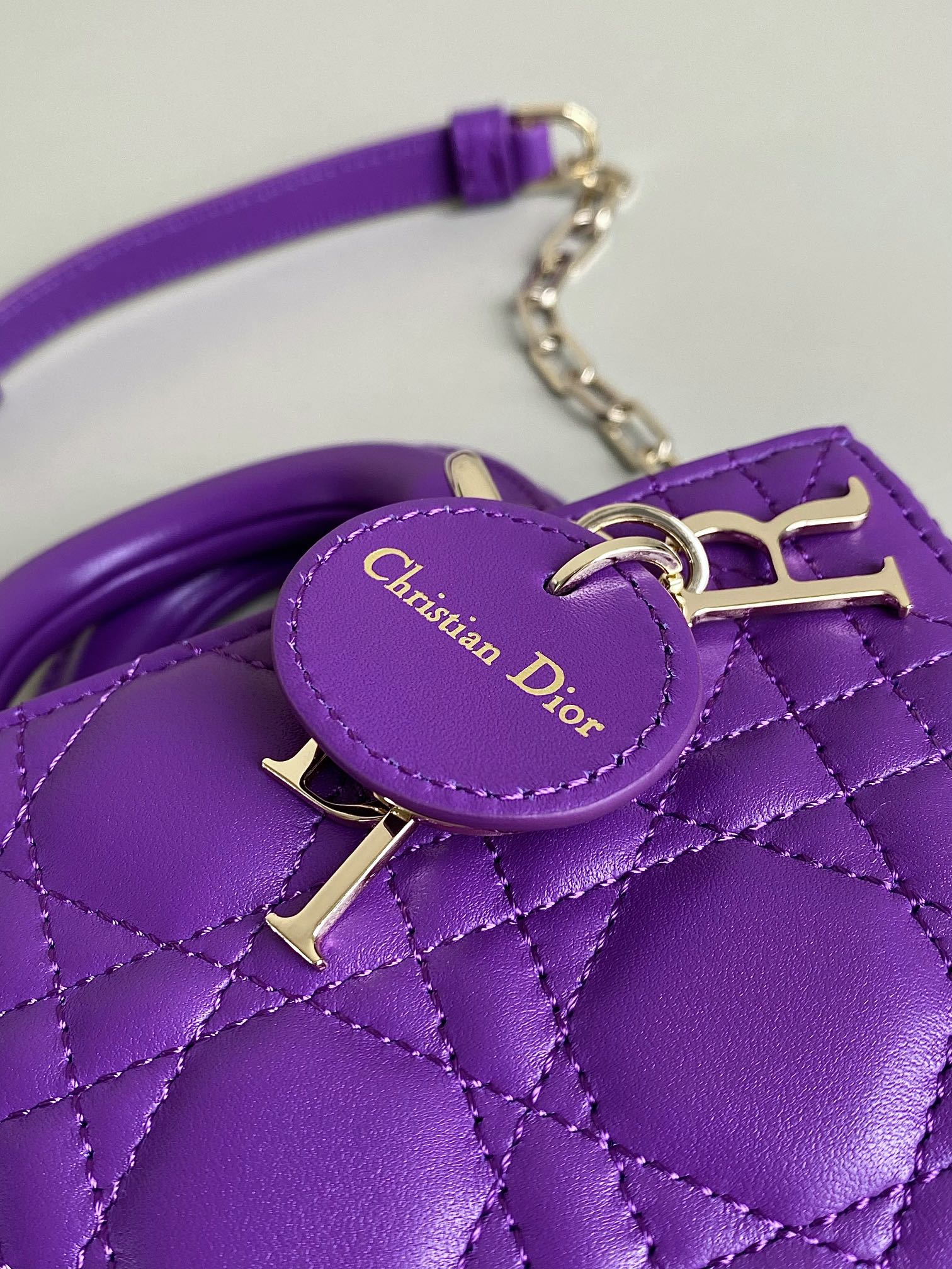DIOR MINI D-JOY BAG 17 IN VIOLET PURPLE LAMBSKIN