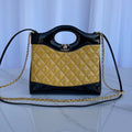 CHANEL MINI 23 SHOPPING BAG IN GLOSSY BLACK MIX MUSTARD YELLOW CALFSKIN