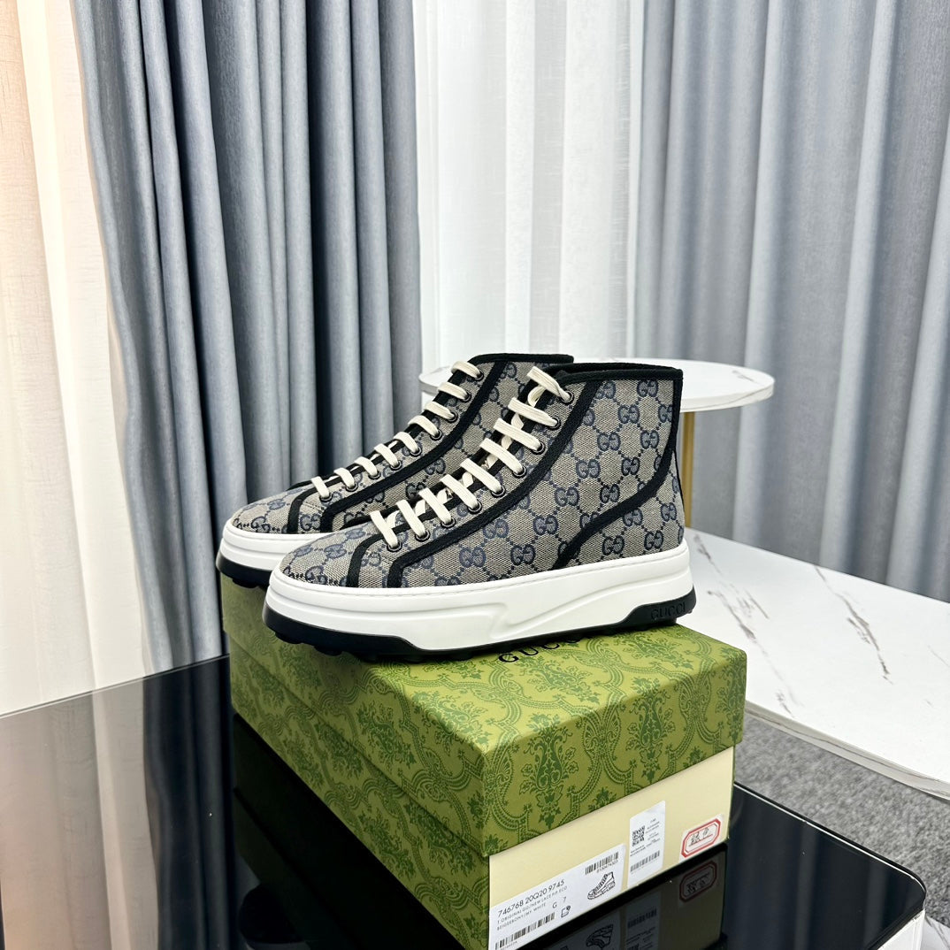 GUCCI HIGH TOP SNEAKER FLATFORM LEAD CANVAS