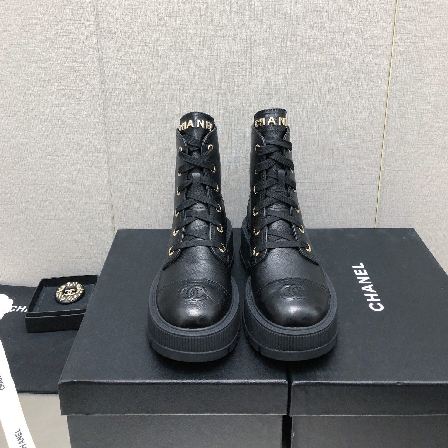 CHANEL MARTIN SHORT BOOTS BLACK LAMBSKIN