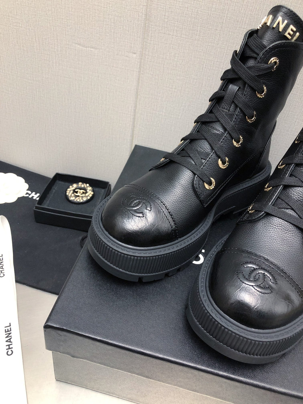 CHANEL MARTIN SHORT BOOTS BLACK LAMBSKIN