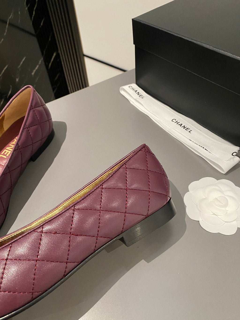 CHANEL BALLET FLAT MULBERRY PURPLE LAMBSKIN