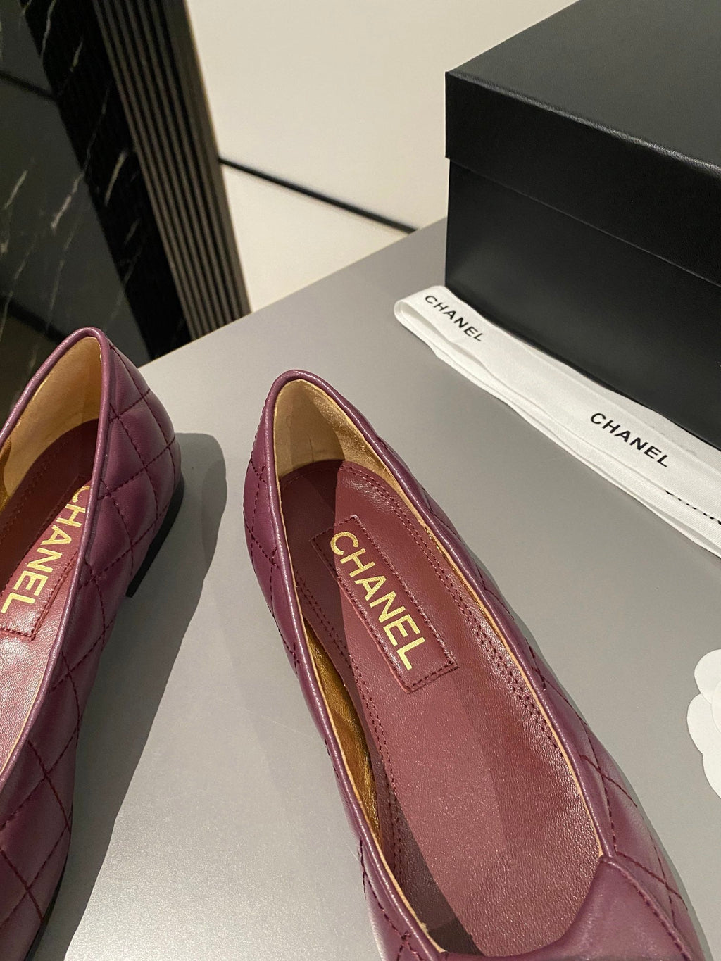 CHANEL BALLET FLAT MULBERRY PURPLE LAMBSKIN