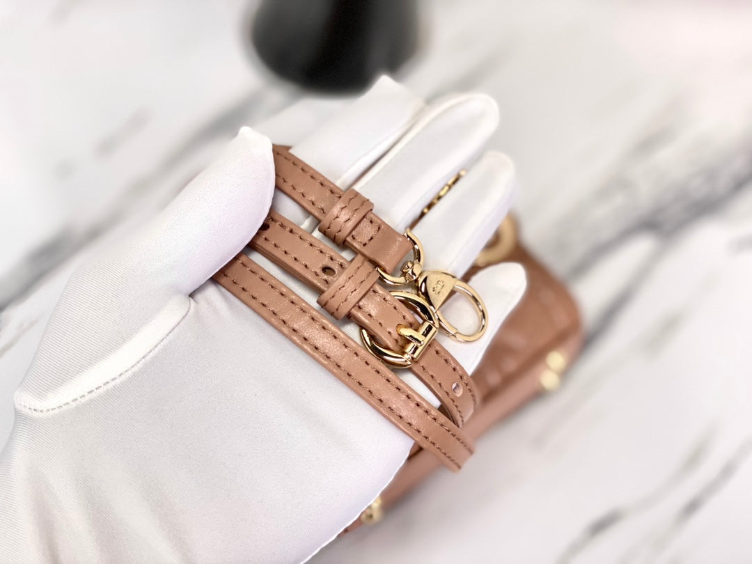 DIOR MICRO LADY 12 BAG IN CAMEL BEIGE LAMBSKIN