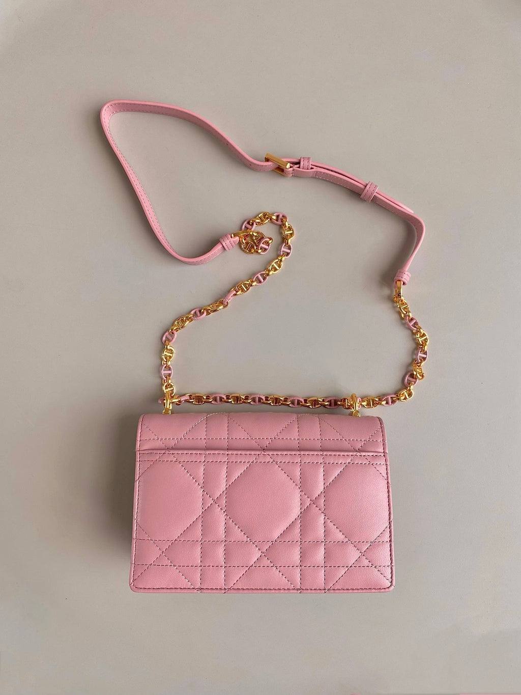 DIOR MISS CARO 17 CHAIN BAG IN HOT PINK LAMBSKIN