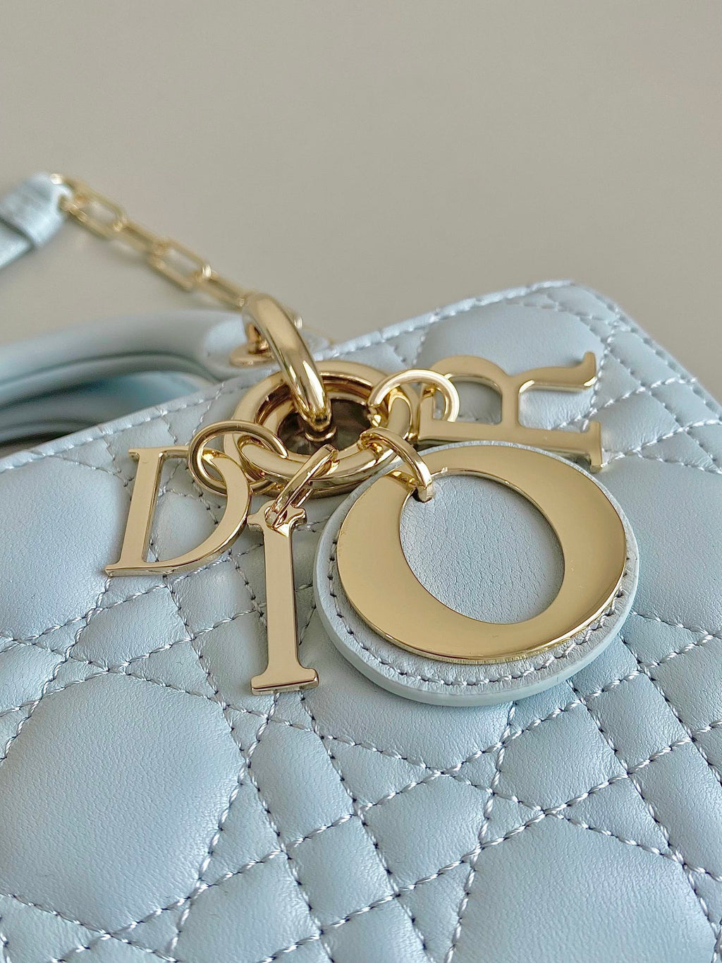 DIOR D-JOY BAG 22 IN LIGHT BLUE LAMBSKIN