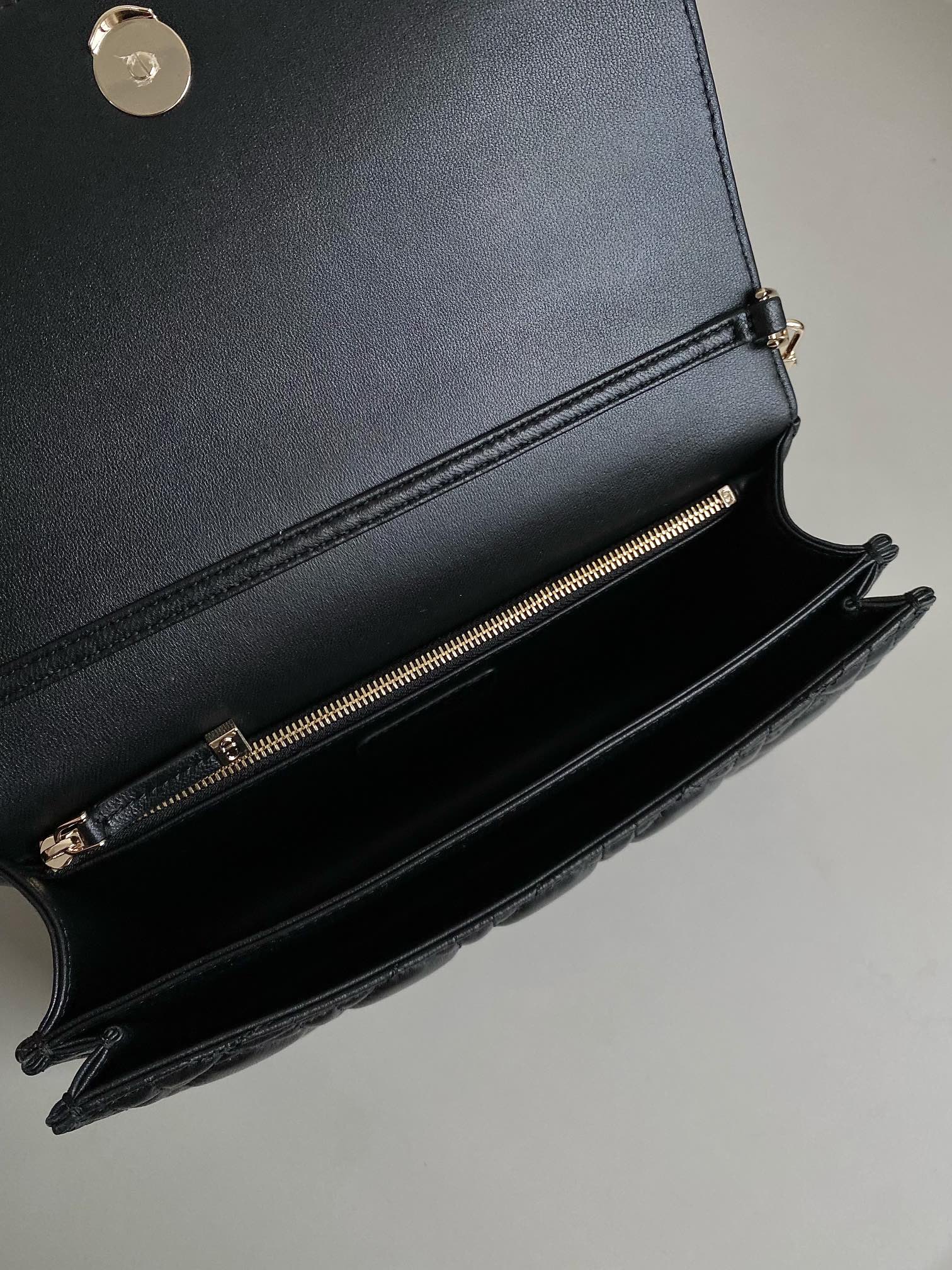 DIOR MISS LADY 24 LARGE BAG IN BLACK LAMBSKIN