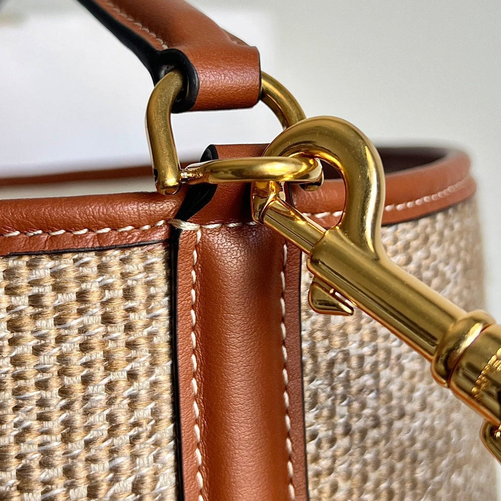 CELINE WOOL BUCKET BAG 24 BEIGE CREAM ORIGINAL CALFSKIN