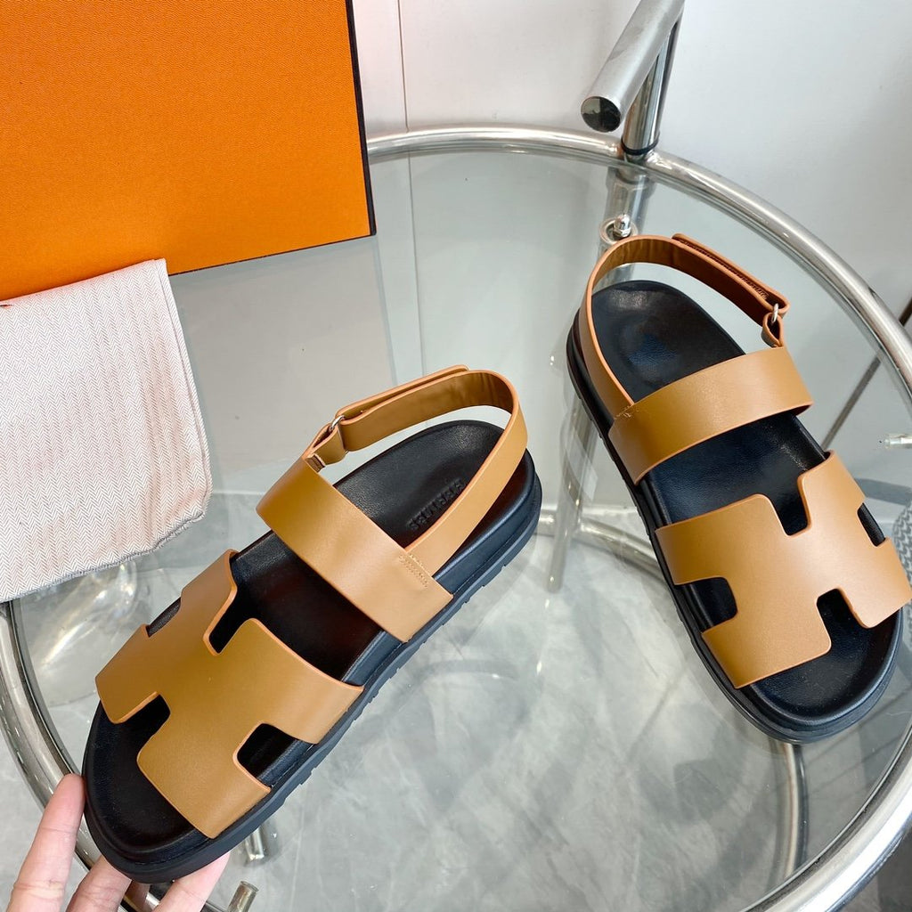 HERMES Genius Sandal Brown Leather