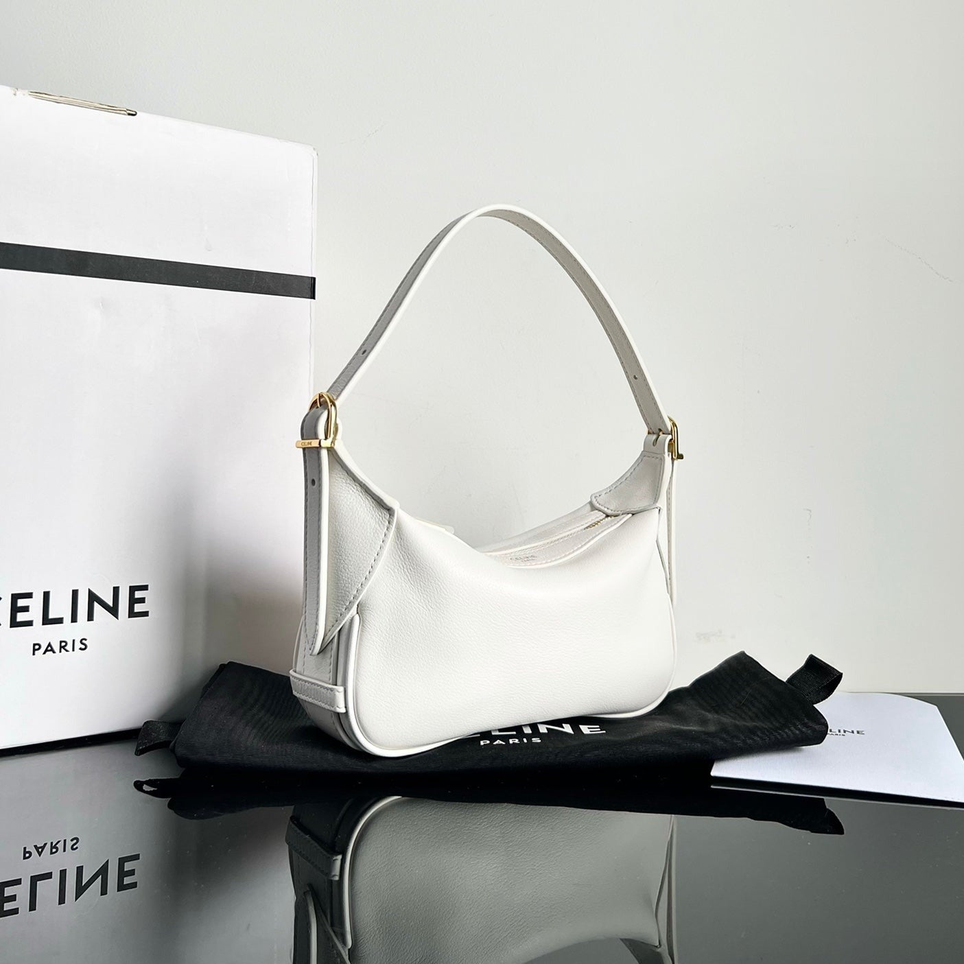 CELINE MINI SOFT 19 CALFSKIN HANDBAG WHITE