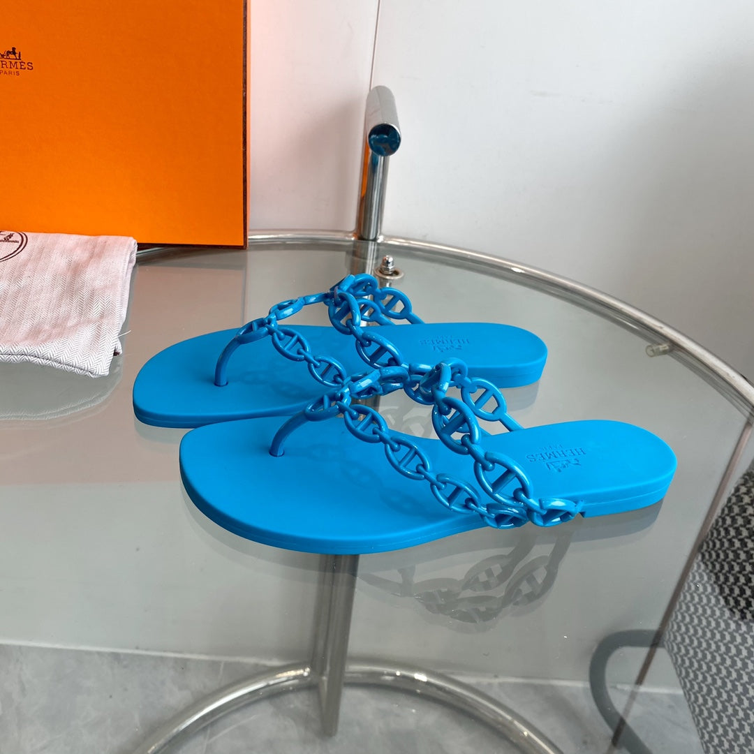 HERMES ISLAND SANDAL VIVID SKY BLUE PVC WATERPROOF