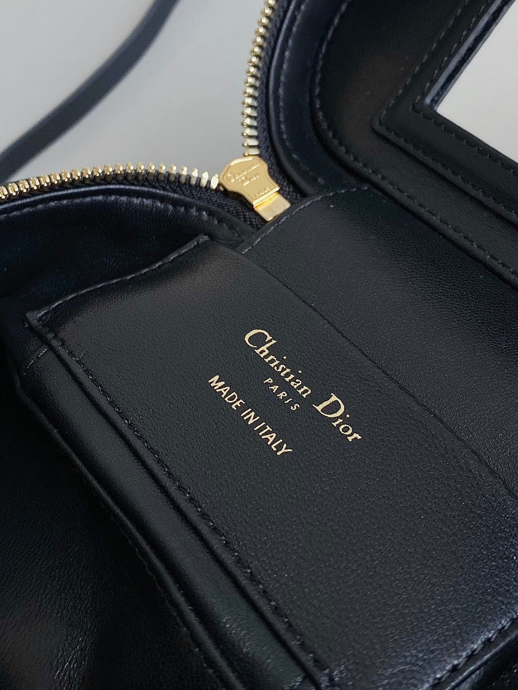 DIOR MINI CARO VANITY 16 BLACK TWEED AND LAMBSKIN