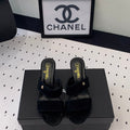 CHANEL MULES black LAMBSKIN