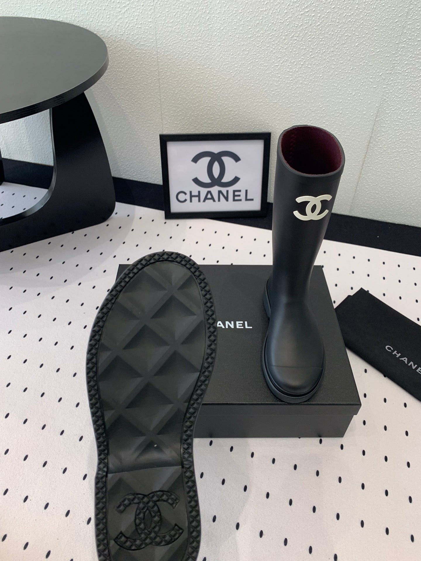 CHANEL rainboot  black coler