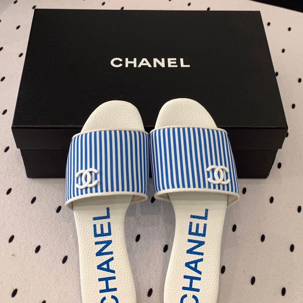 CHANEL MULES blue LAMBSKIN