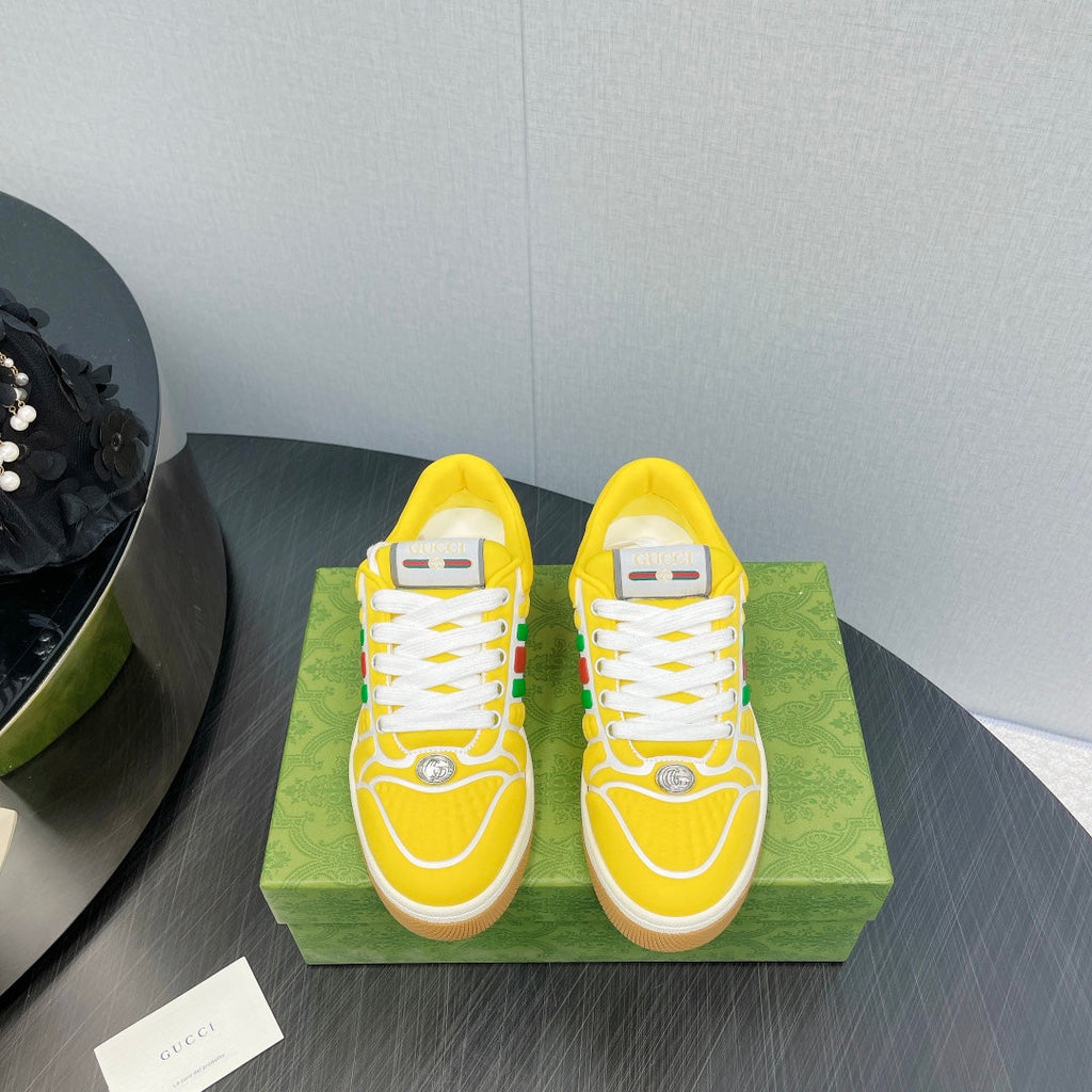 GUCCI Screener With Web Neoprene Low Top Sneakers Yellow