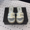 CHANEL Double  Women Silver Slippers Calfskin