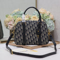 DIOR MEDIUM 31 D-VIBE BOWLING BAG IN BLUE MONOGRAM OBLIQUE JACQUARD