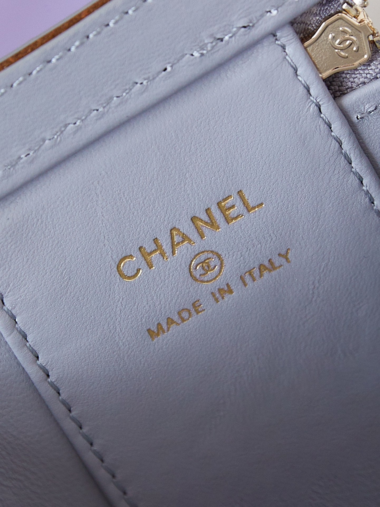 CHANEL 25S MINI VANITY BAG 11 CM IN GREY LAMBSKIN WITH CRYSTAL-EMBELLISHED  LOGO