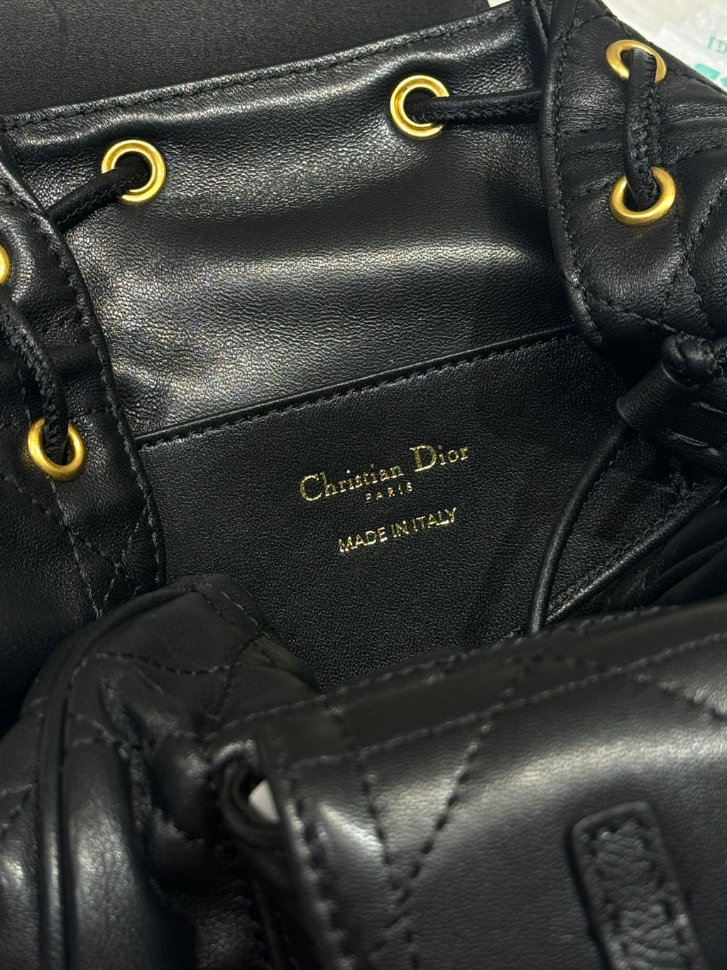 DIOR SMALL CARO BACKPACK 20 IN BLACK MACROCANNAGE LAMBSKIN