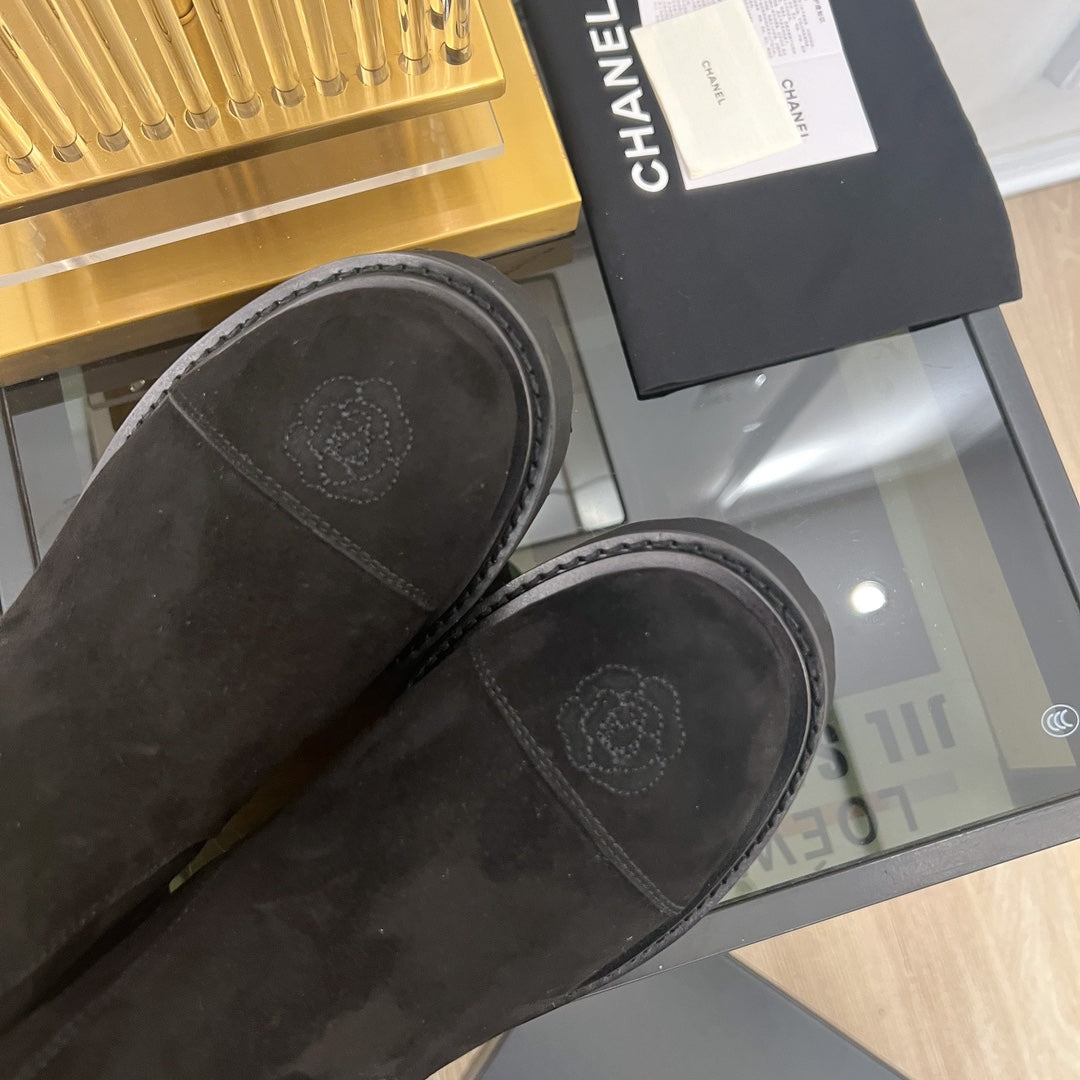 CHANEL ANKLE BOOTS 4.5 CM IN BLACK LAMB SUEDE