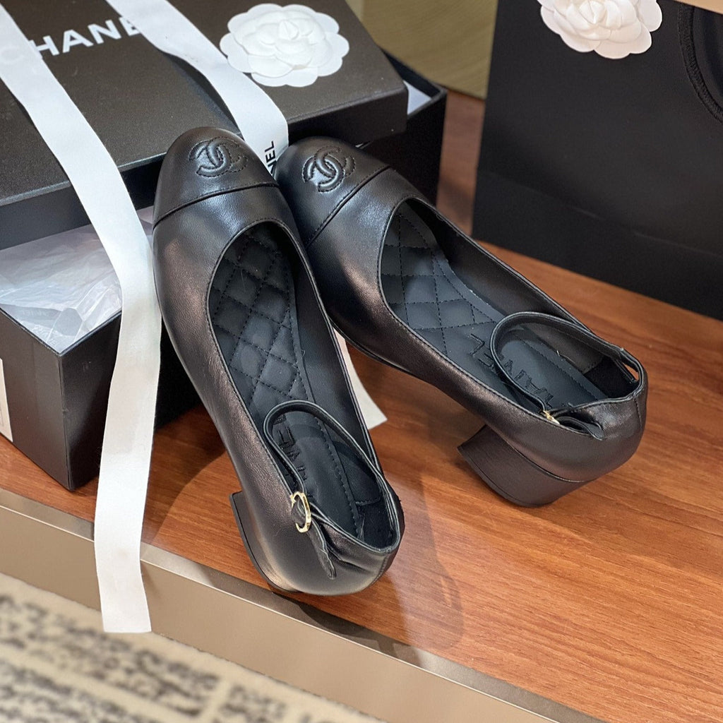 CHANEL SLINGBACKS BLACK LAMBSKIN