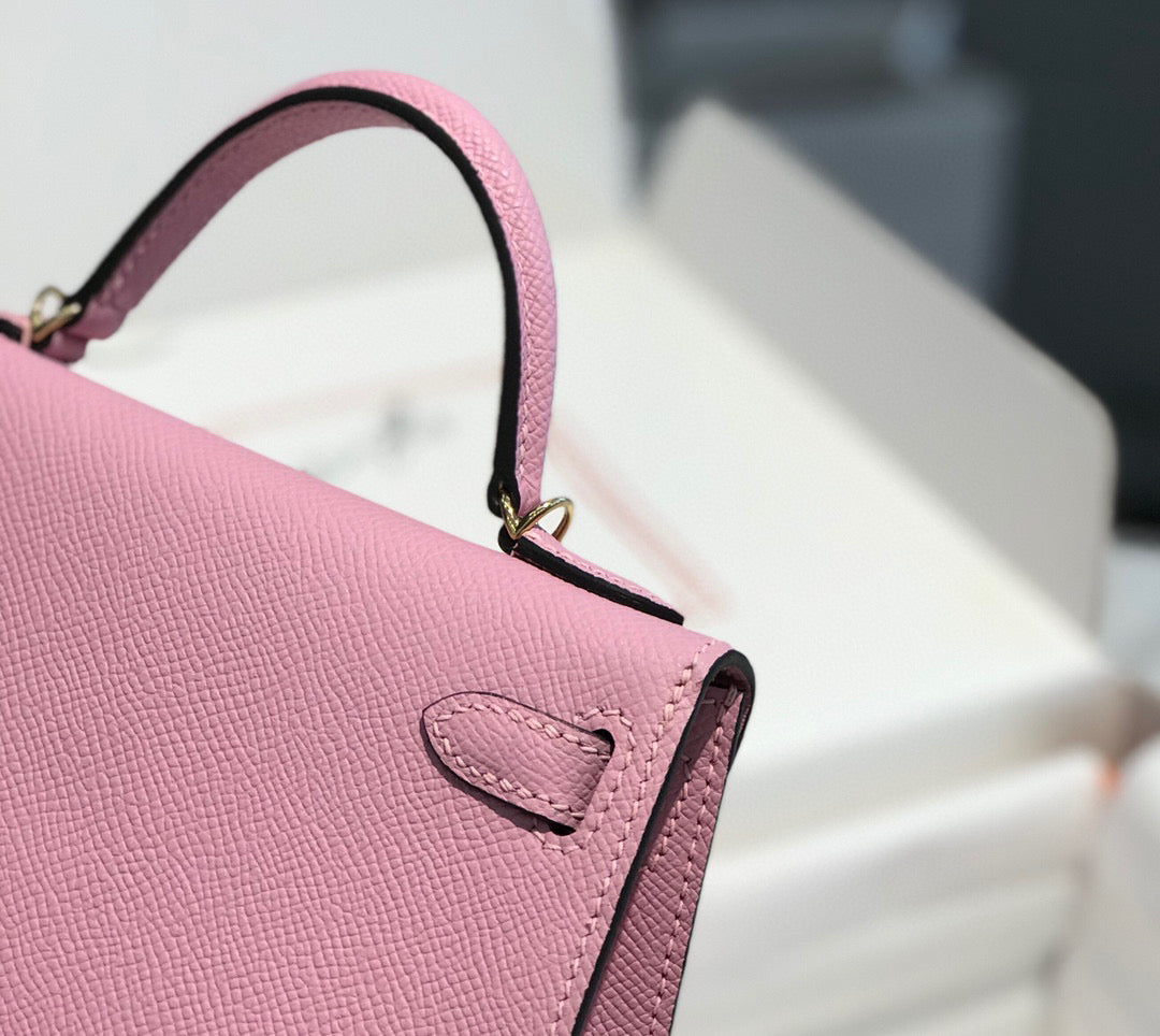 HERMES KELLY MINI 20 LIGHT PINK EPSOM GOLD HARDWARE