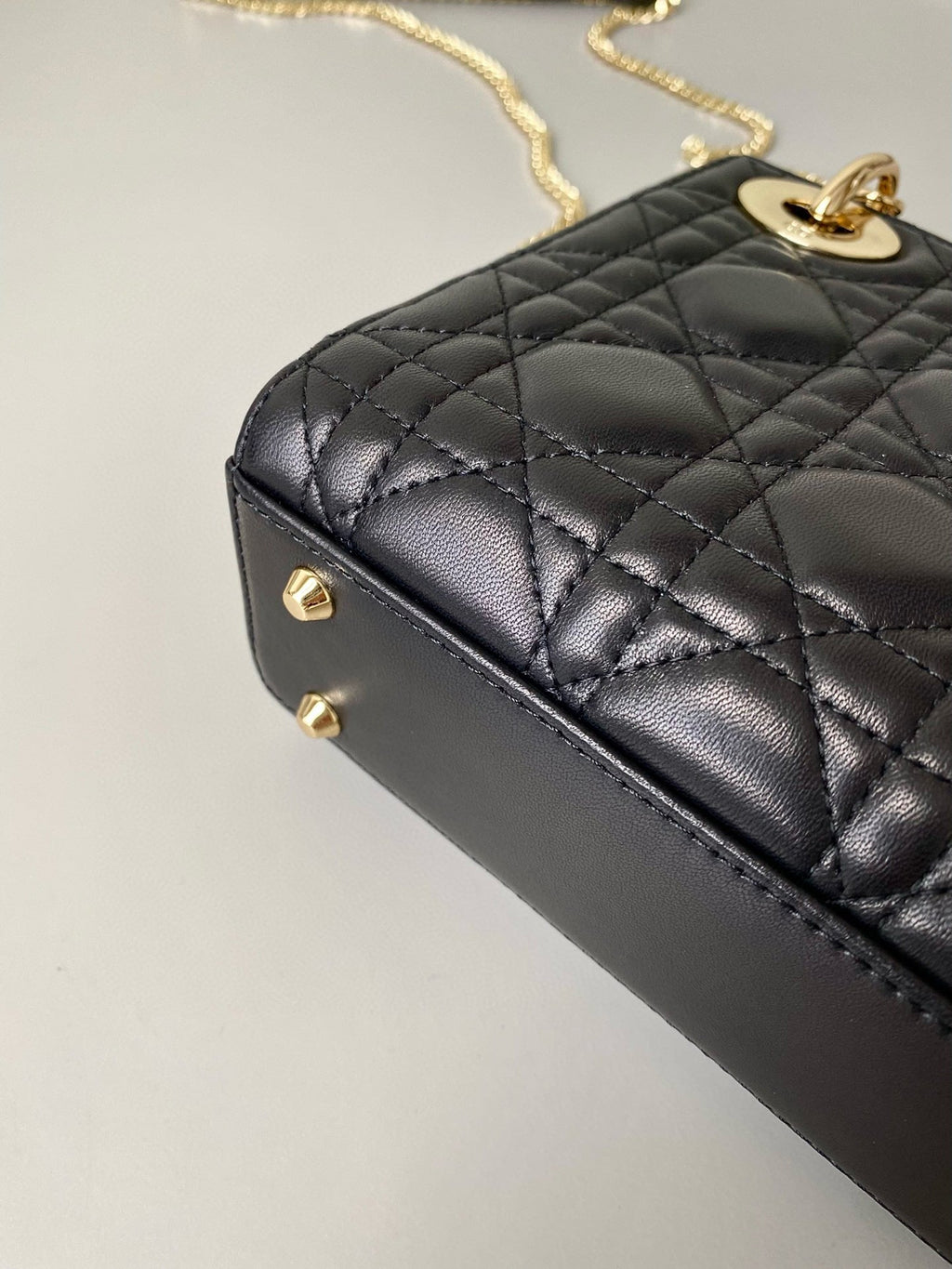 DIOR MINI MY LADY 17 BLACK CALFSKIN GOLD HARDWARE
