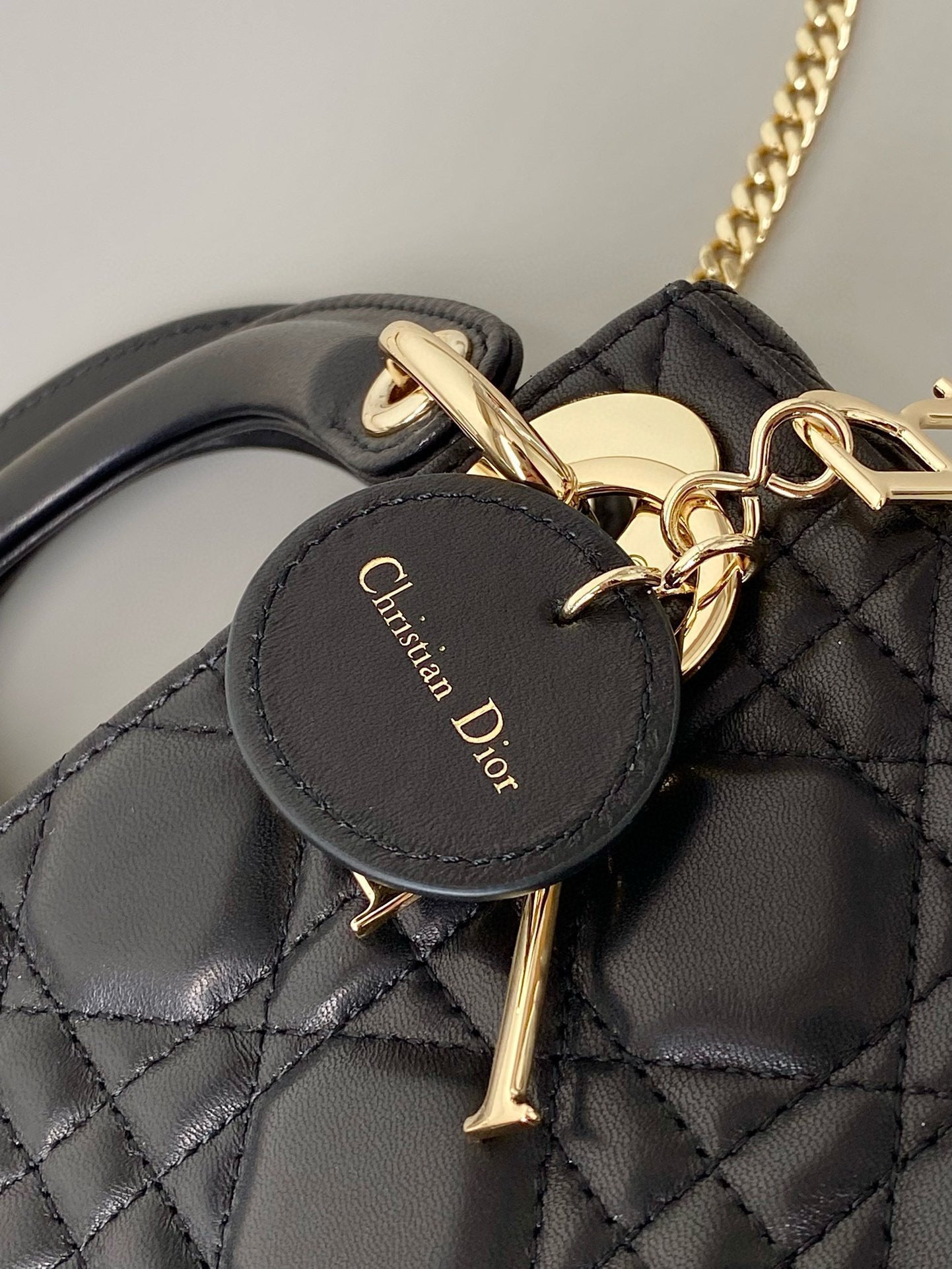 DIOR MINI MY LADY 17 BLACK CALFSKIN GOLD HARDWARE