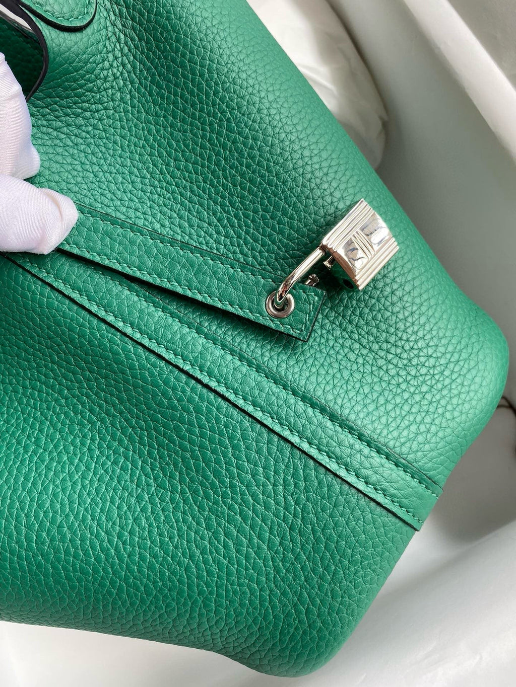 HERMES PICOTIN LOCK 18 EMERALD TOGO GOLD HARDWARE