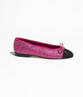 CHANEL BALLET FLATS LIGHT PINK BLACK TWEED