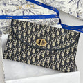 DIOR 25S 30 MONTAIGNE AVENUE POUCH WITH FLAP 30 IN BLUE  OBLIQUE JACQUARD