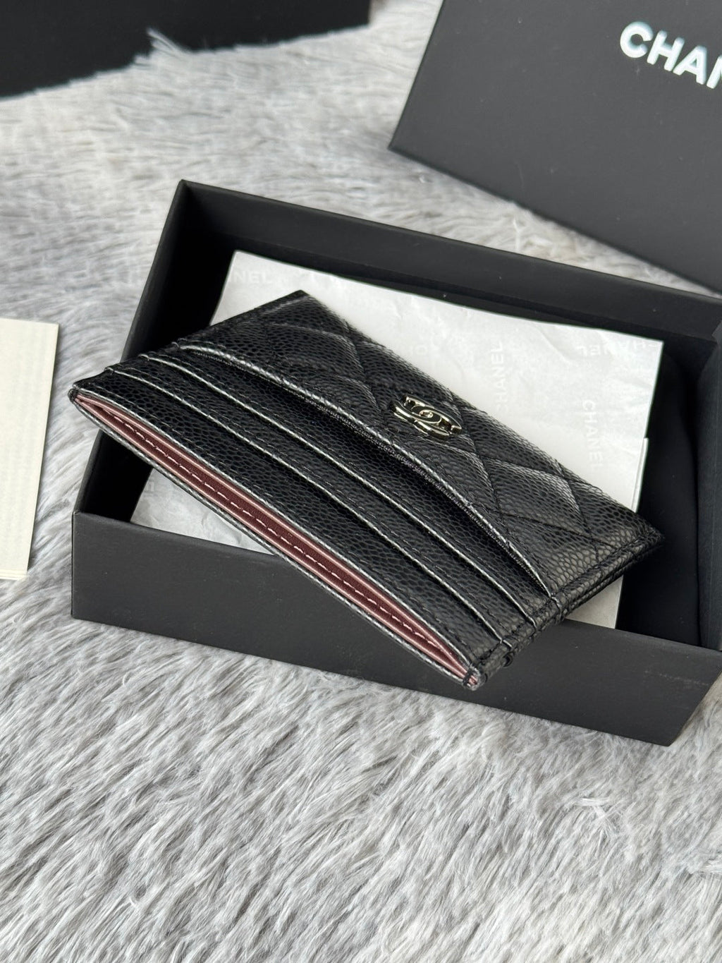 CHANEL 25S CARD HOLDER 11 IN BLACK CAVIAR SILVER HARDWARE