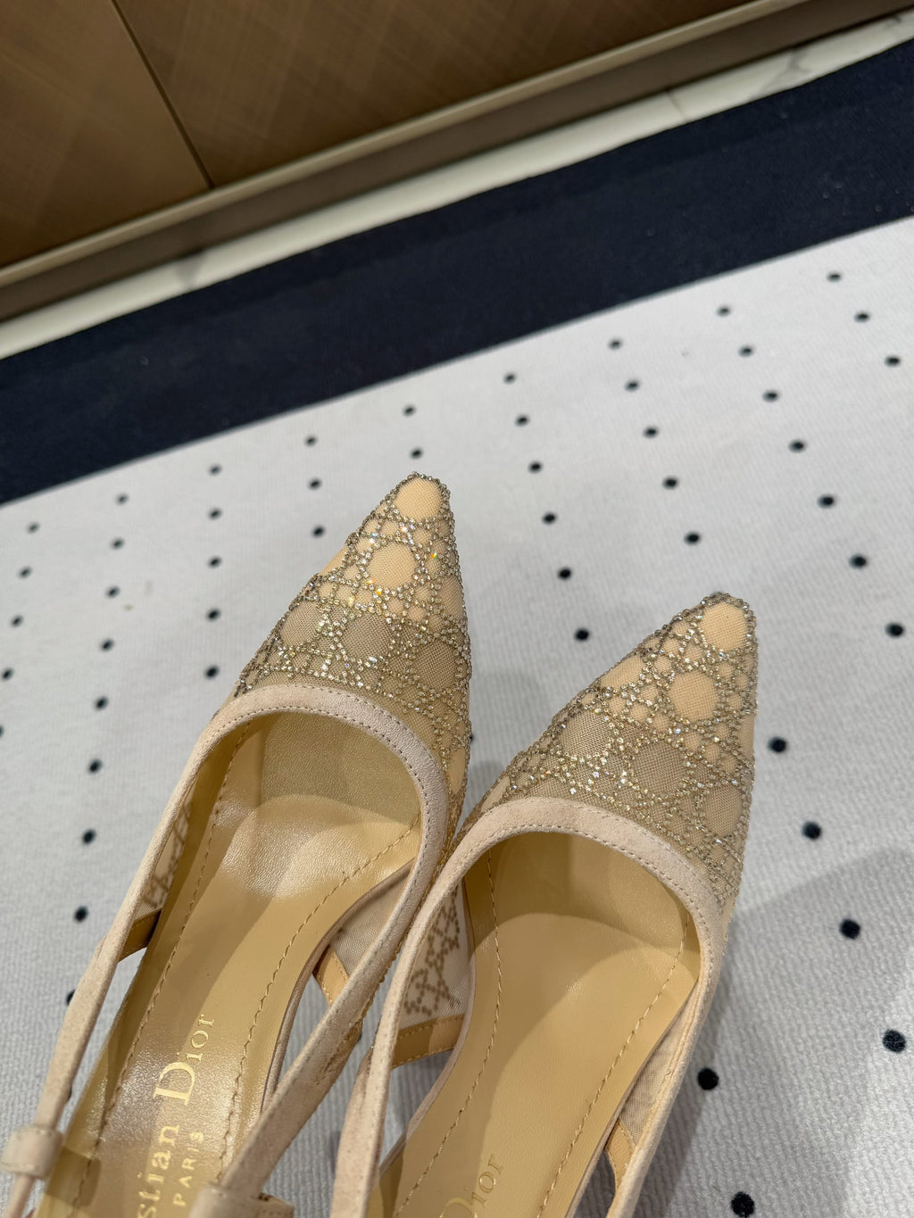 DIOR HIGH HEELS SLINGBACK IN CAMEL BEIGE LAMB SUEDE 10 CM