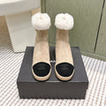 CHANEL 25S CALF-HIGH BOOTS IN BLACK AND BEIGE SUEDE LINED WITH SHEEPSKIN