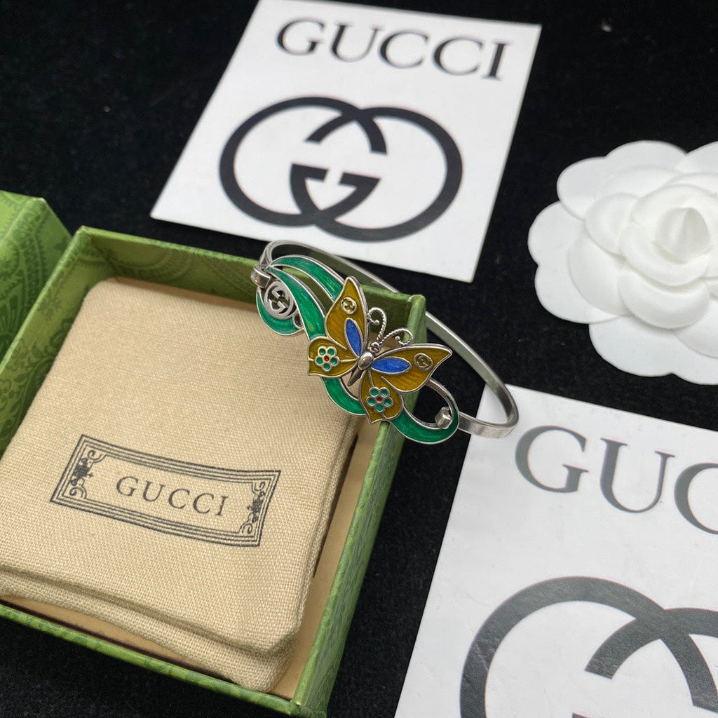 Double Gucci Interlocking Gucci & Butterfly Bracelet